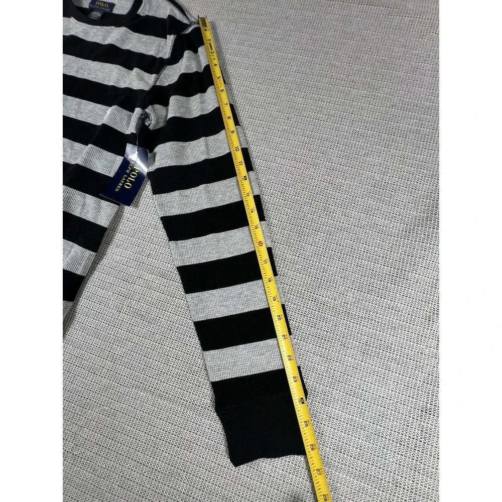 Polo Ralph Lauren Waffle Knit Size SMALL  T Shirt Black Gray Crew Neck